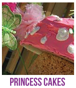 Banner of princess and fairy baby shower cakes