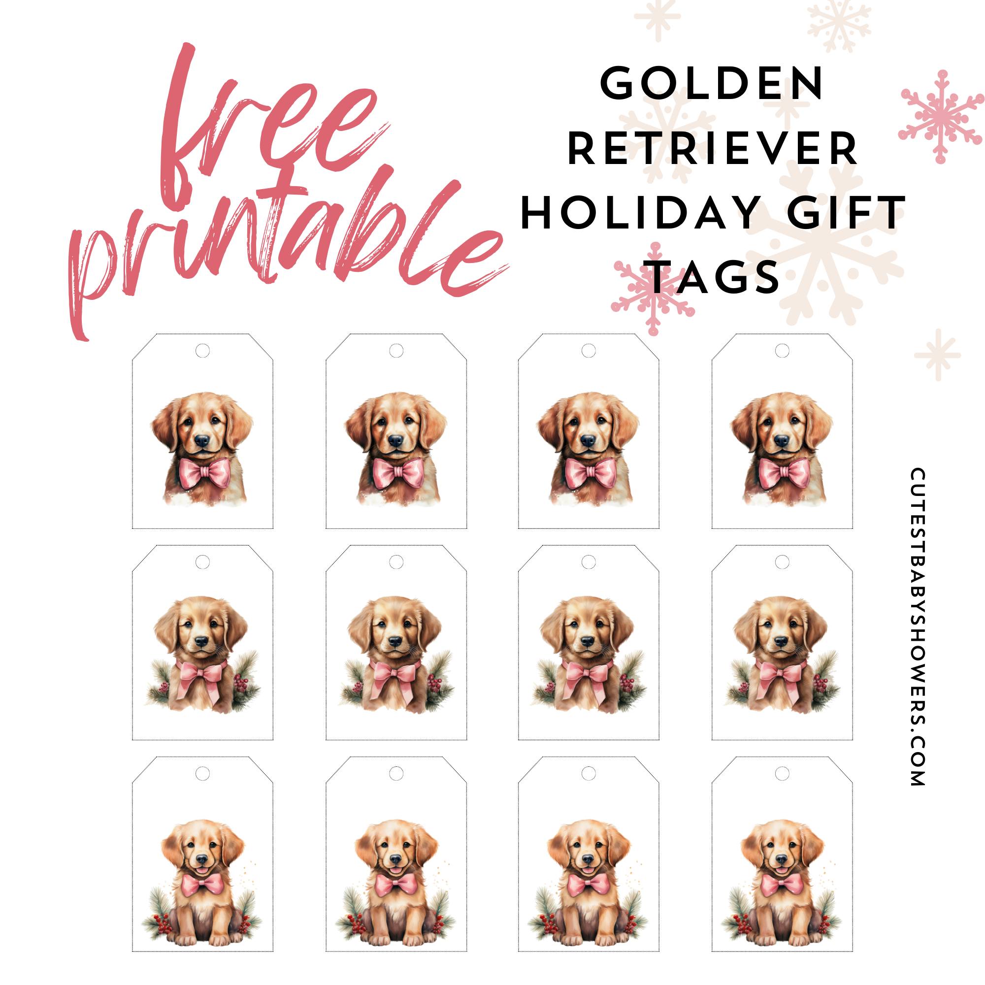 FREE printable golden retriever favor tags
