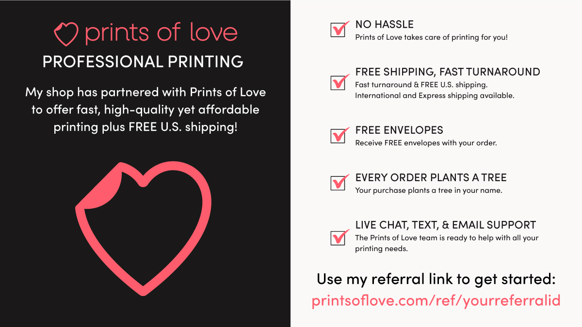 prints of love for printing baby shower decor