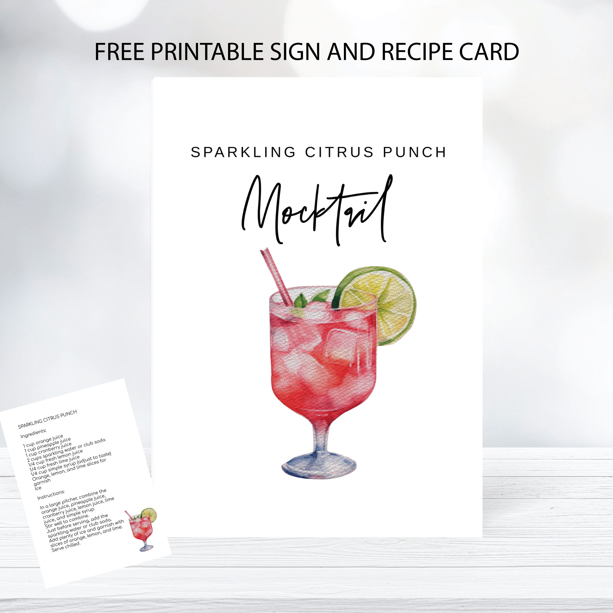printable sparkling citrus punch sign