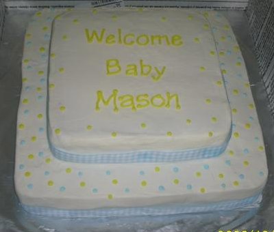 Yellow And Blue Polka Dot Baby Shower Cake Yellow And Blue Polka Dot Baby Shower Cake picture