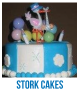 banner of stork baby shower cakes