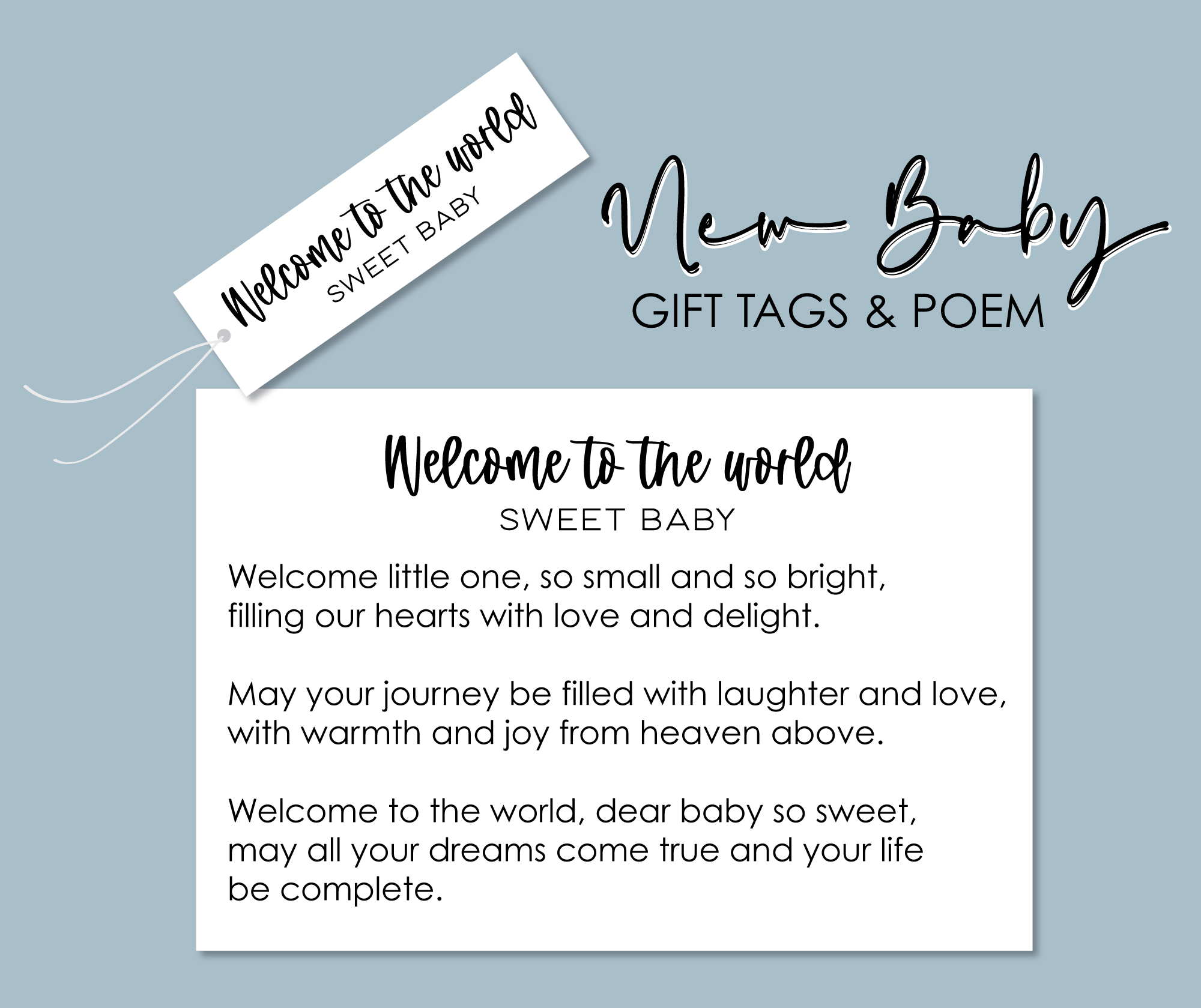new baby tags and poem