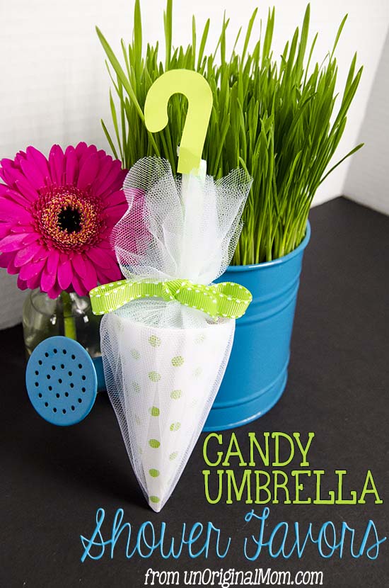 image of umbrella favors for a baby shower