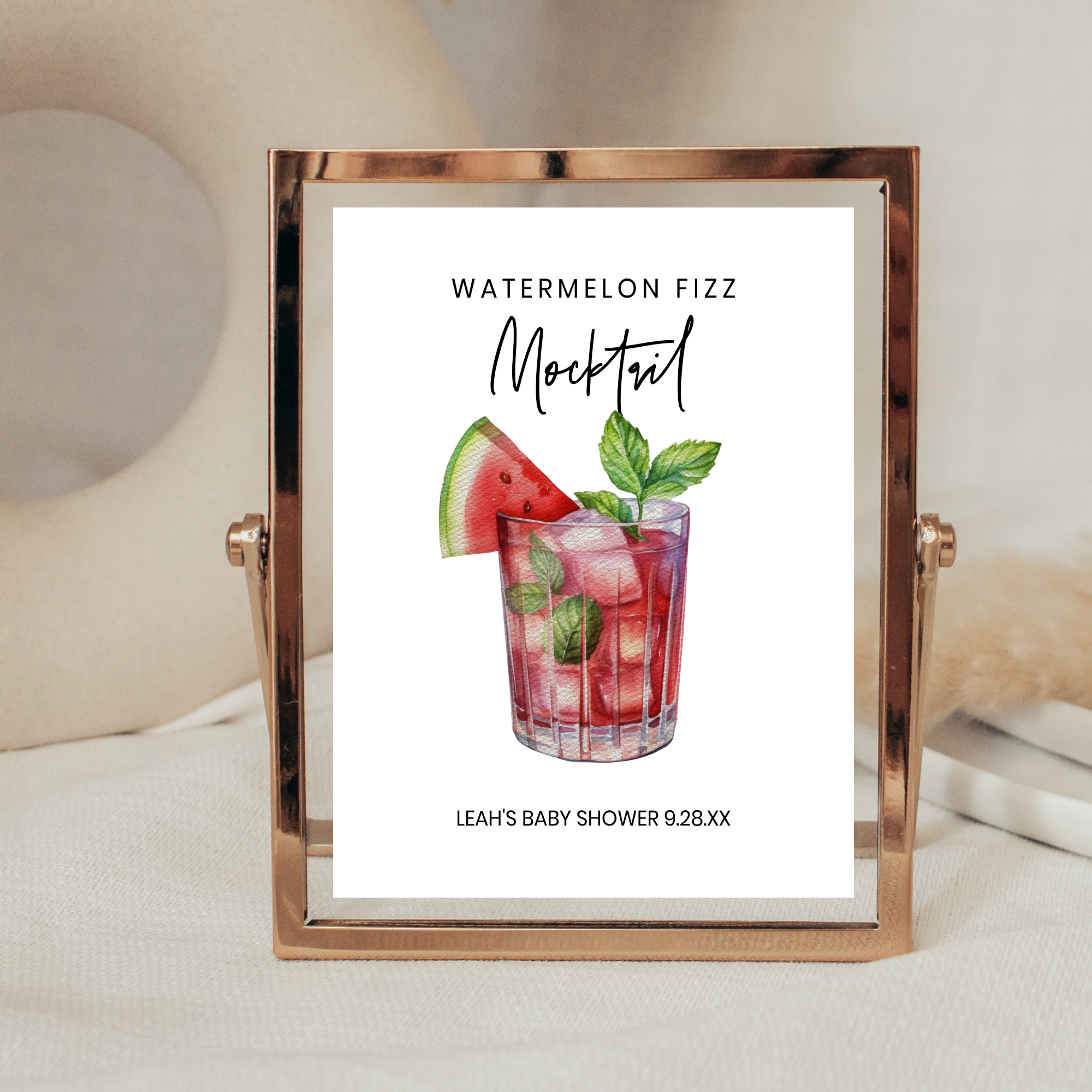 watermelon fizz baby shower punch sign template