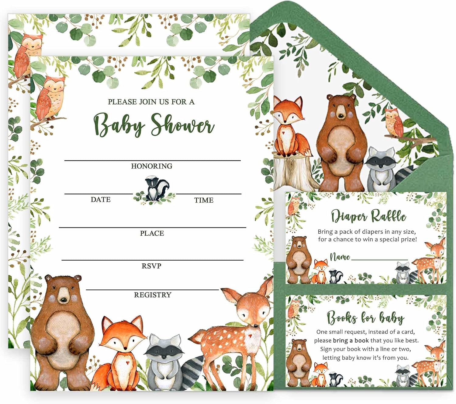 woodland baby shower invitations