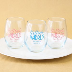 Welcome To The World Glasses For A Baby Shower Image of Welcome To The World Baby Shower Glasses