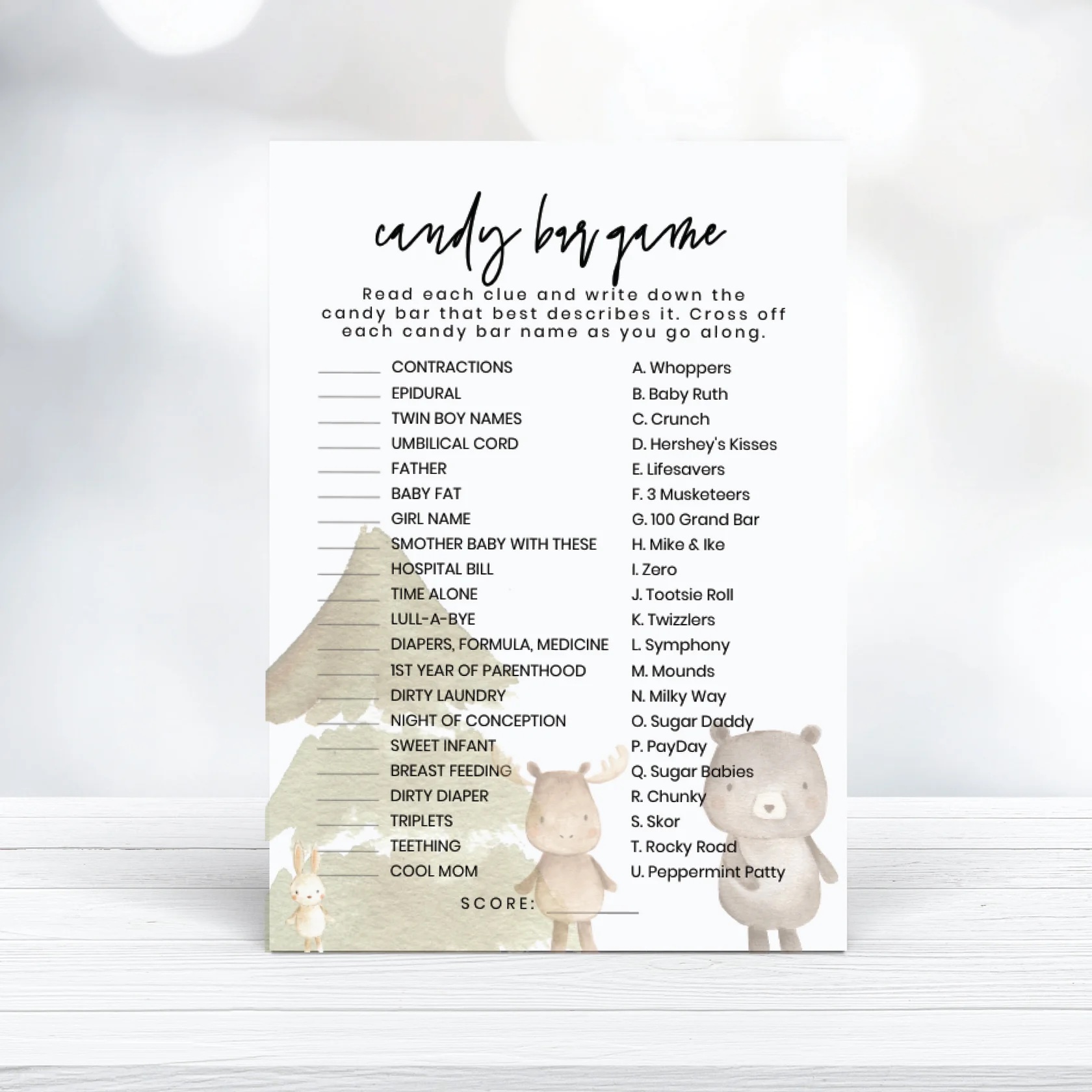 new pib woodland candy bar game