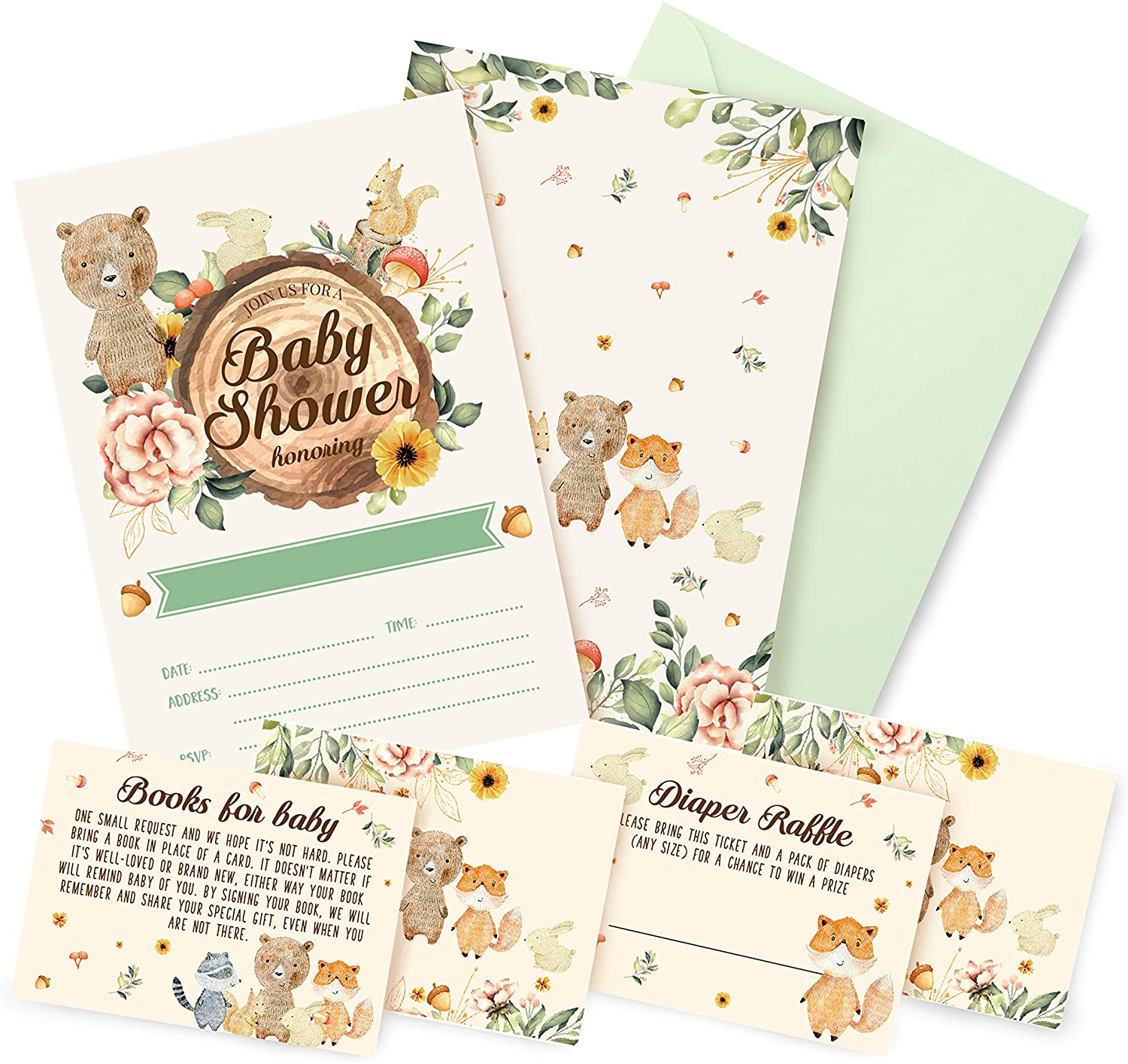 woodland girl baby shower invitation