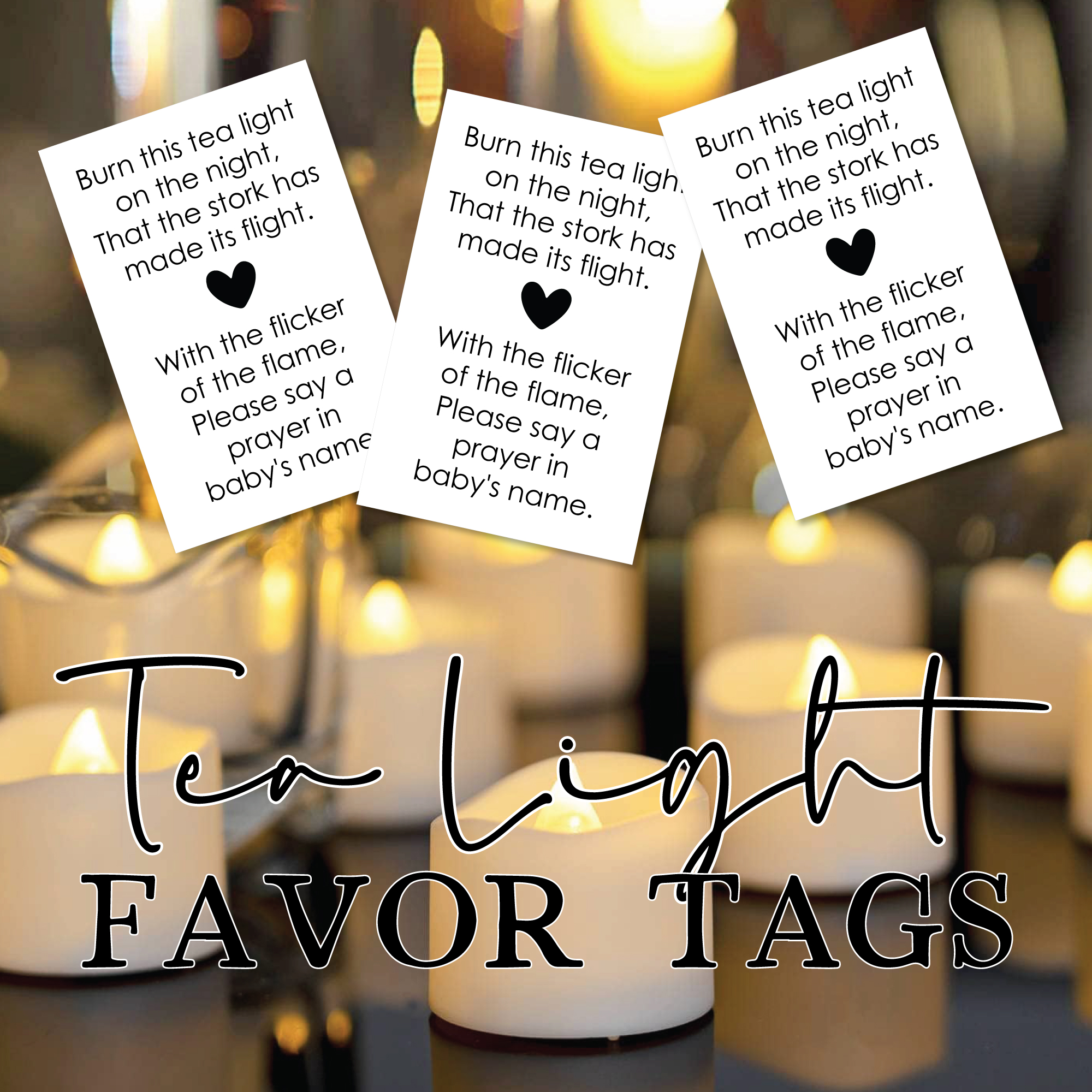 printable tea light candle baby shower favor tags - free download