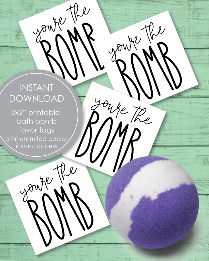 you're the bomb printable baby shower favor tags for bath bombs - free download