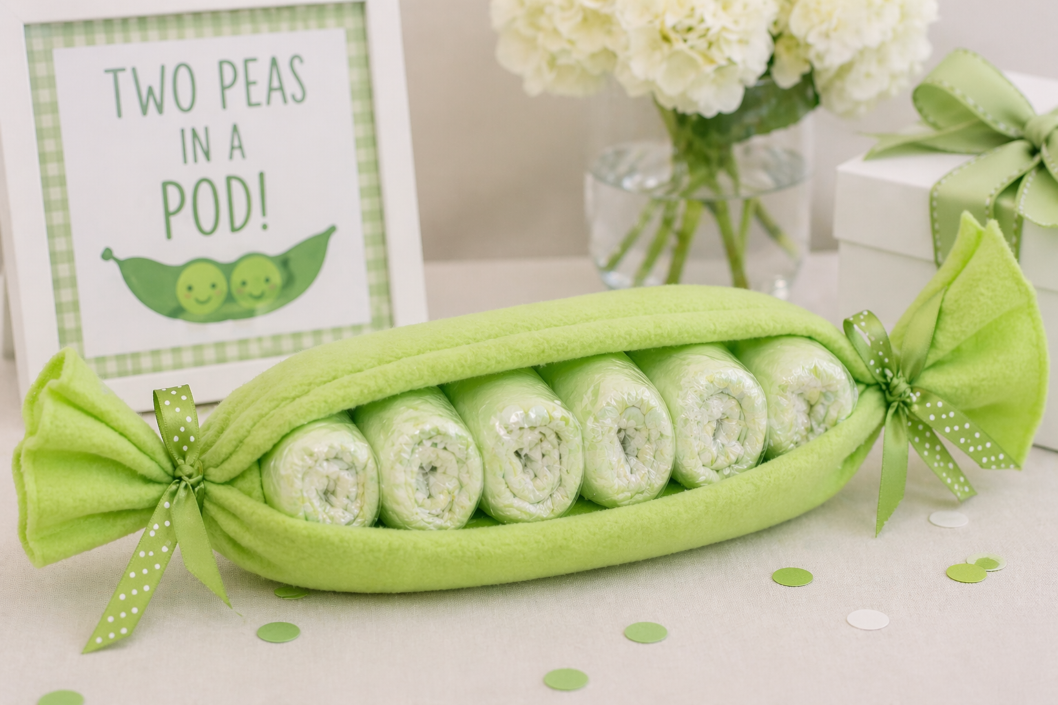 pea in a pod baby shower diaper centerpiece ideas