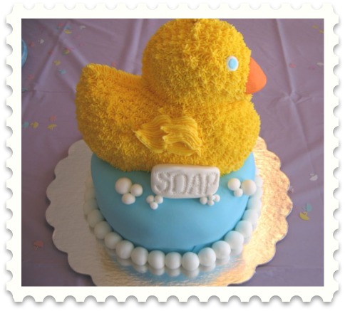 image of a duck baby shower cake